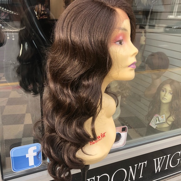 Wig brown Swisslace lacefront Deep Waves 26 Long - Picture 6 of 8